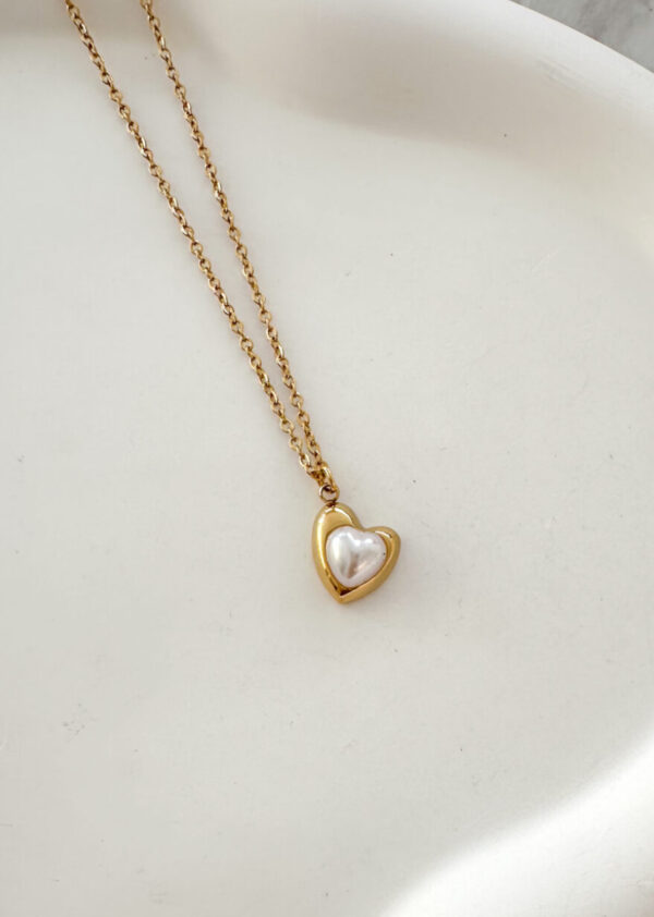 Επίχρυσο Κολιέ "Pearl Heart"