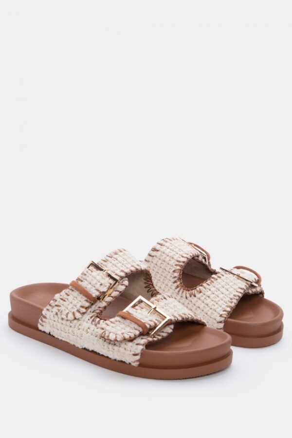 Flatform Sandals με Tweed Υφή