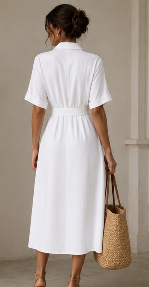 Λευκό midi shirt dress