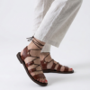 Γυναικεία Δερμάτινα Lace-Up Flat Σανδάλια Croco – Ταμπά
